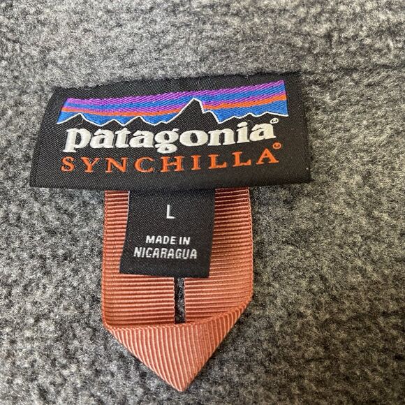 Patagonia Women’s Synchilla Full-Zip Fleece Jacket Gray w/ Orange Trim Size L - Picture 4 of 11